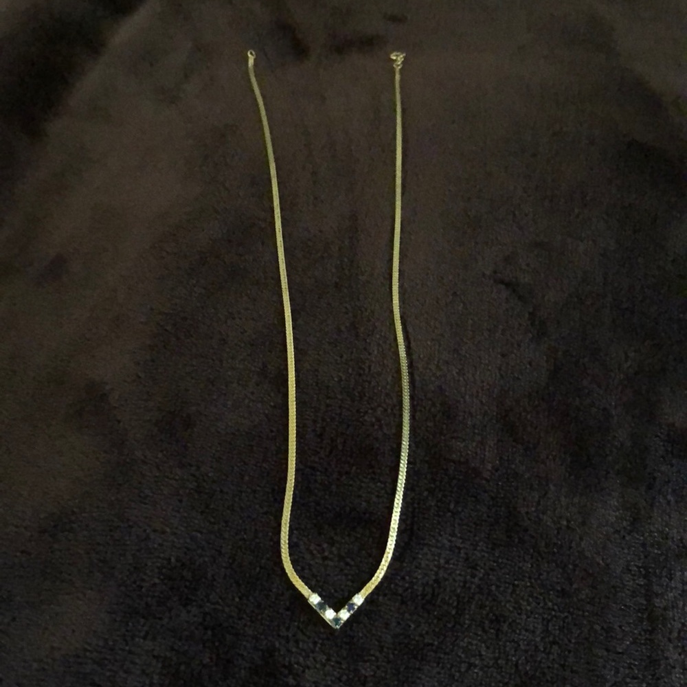 Vintage 14k Gold/Diamond Blue Sapphire Necklace